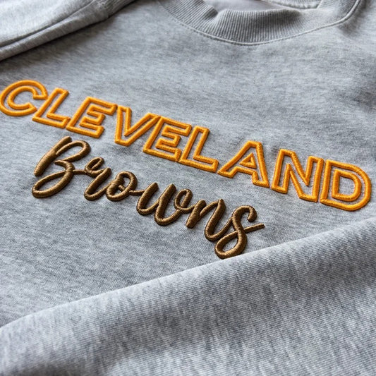 Custom Cleveland Browns PUFF Embroidery Sweatshirt,College Team Sweatshirt