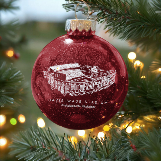 Personalized Davis Wade Stadium - Mississippi State Bulldogs football Christmas Glitter Ornament Ball, Xmas Football Stadium Ball