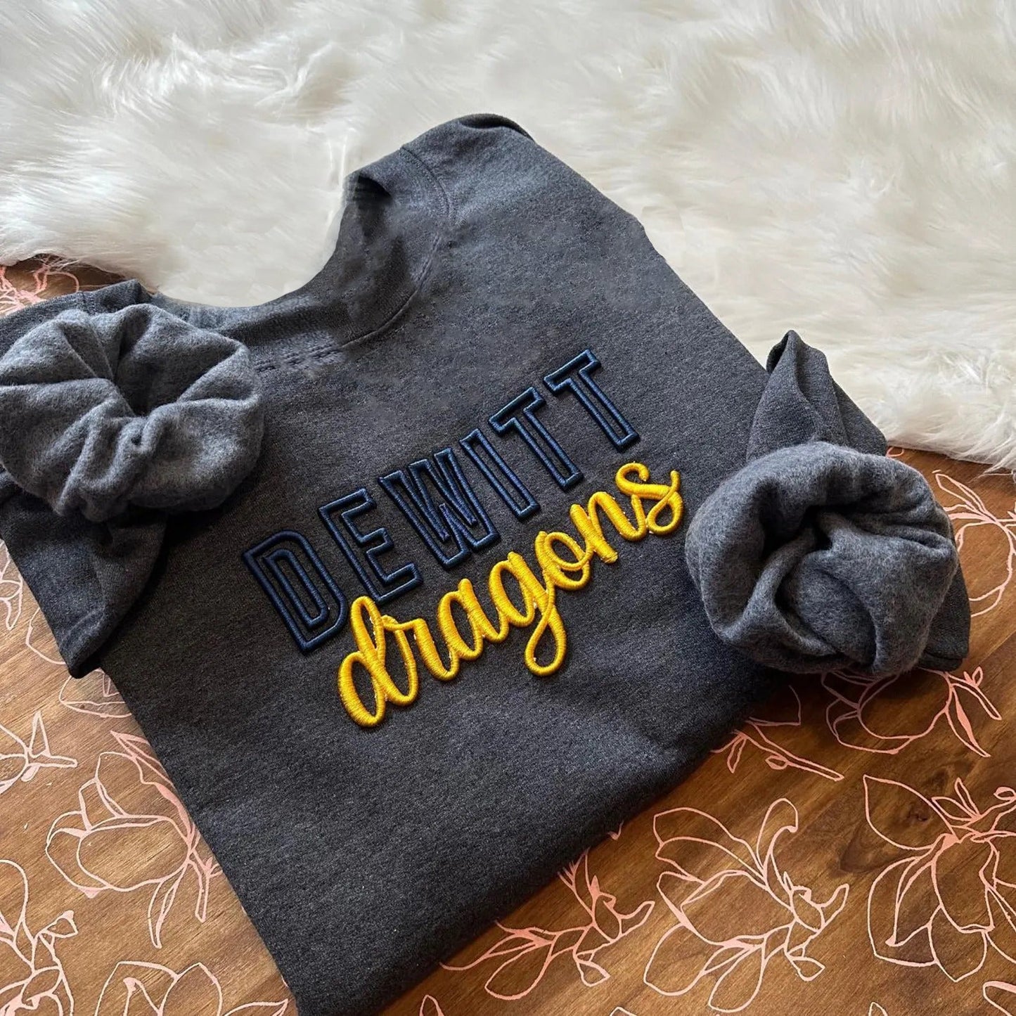 Custom Dewitt diagons PUFF Embroidery Sweatshirt,Puff Embroidery,College Team Sweatshirt