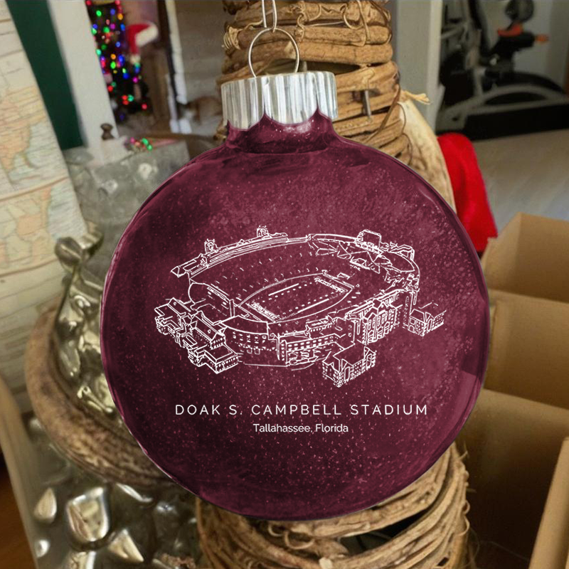 Personalized Doak S.Campbell Stadium - Florida State Seminoles football Christmas Glitter Ornament Ball, Xmas Football Stadium Ball