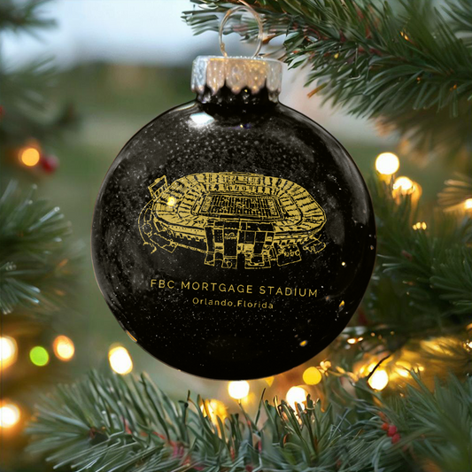 Personalized FBC Mortgage Stadium- UCF Knights football Christmas Glitter Ornament Ball, Xmas Football Stadium Ball