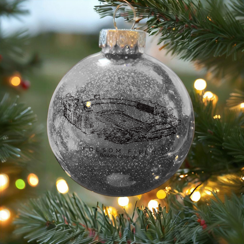 Personalized Folsom Field - Colorado Buffaloes football Christmas Glitter Ornament Ball, Xmas Football Stadium Ball