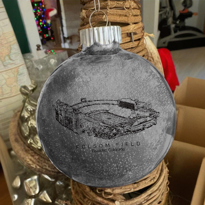 Personalized Folsom Field - Colorado Buffaloes football Christmas Glitter Ornament Ball, Xmas Football Stadium Ball