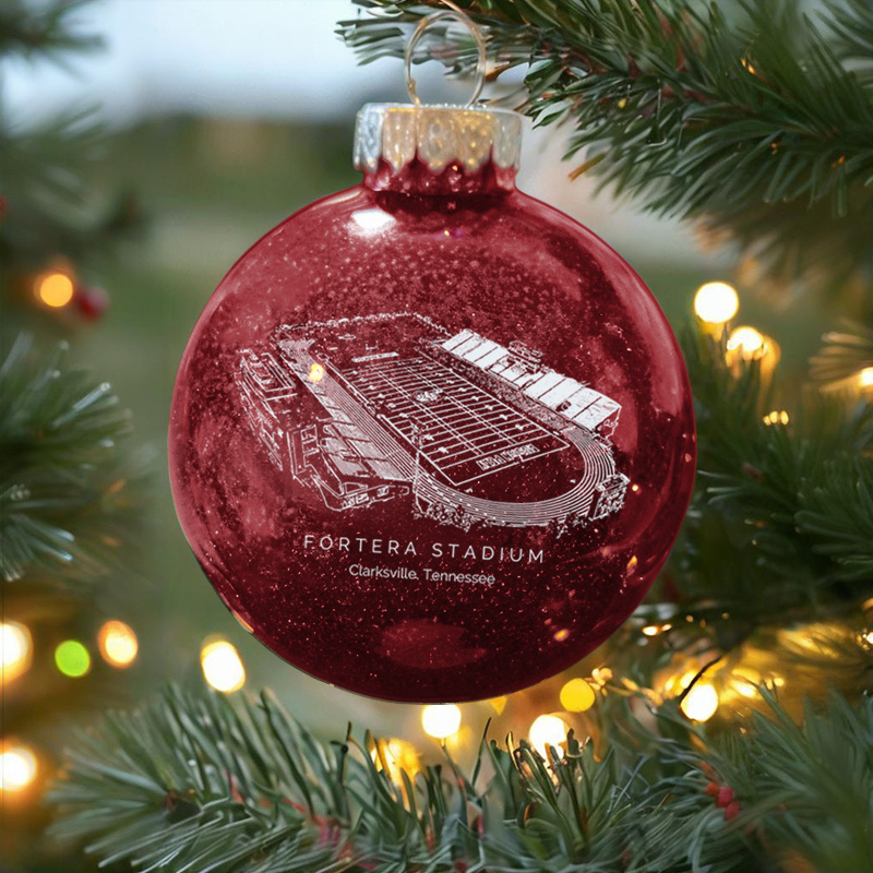 Personalized Fortera Stadium - Austin Peay Governors football Christmas Glitter Ornament Ball, Xmas Football Stadium Ball