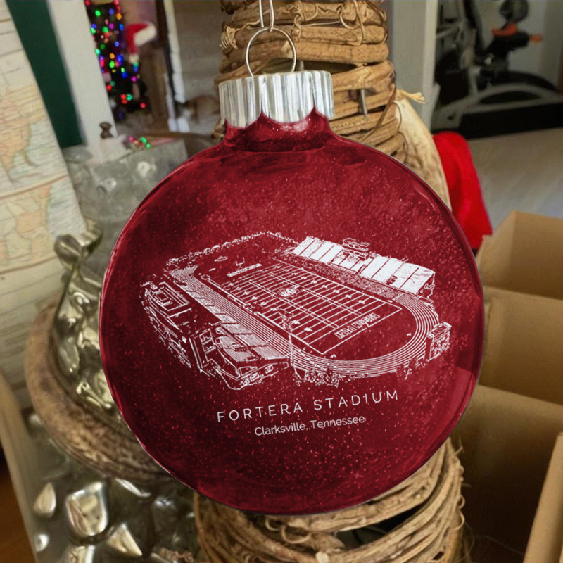 Personalized Fortera Stadium - Austin Peay Governors football Christmas Glitter Ornament Ball, Xmas Football Stadium Ball