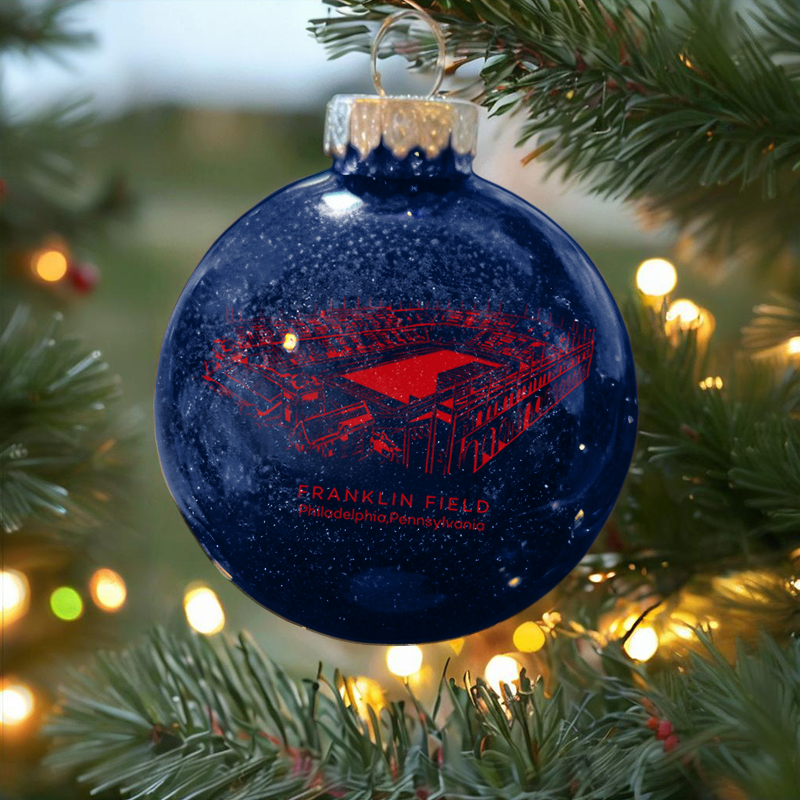 Personalized Franklin Field- Penn Quakers football Christmas Glitter Ornament Ball, Xmas Football Stadium Ball