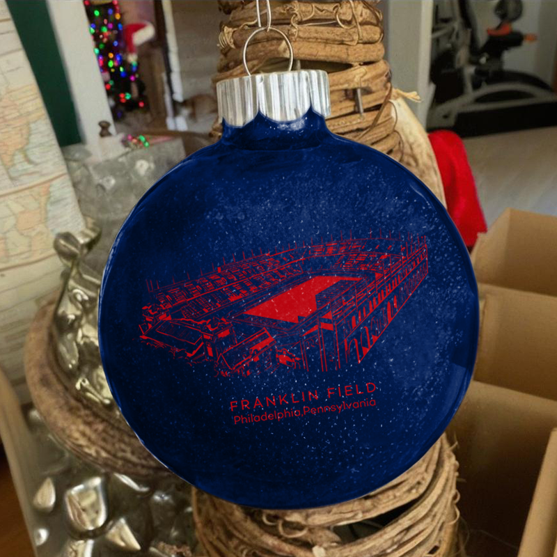 Personalized Franklin Field- Penn Quakers football Christmas Glitter Ornament Ball, Xmas Football Stadium Ball