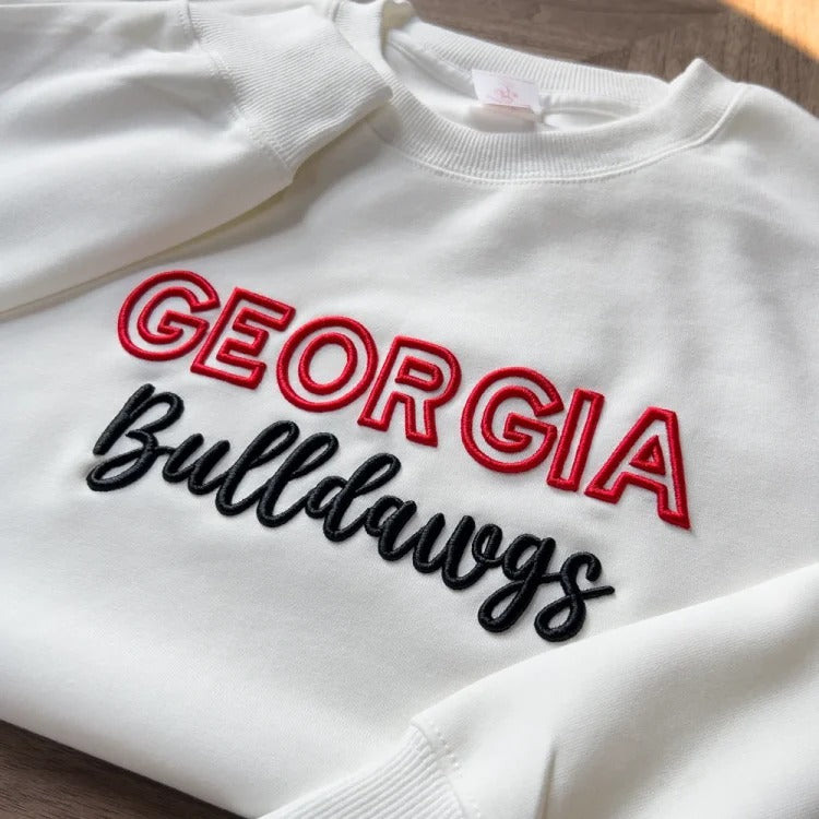 Custom Georgia Bulldogs PUFF Embroidery Sweatshirt,College Team Sweatshirt