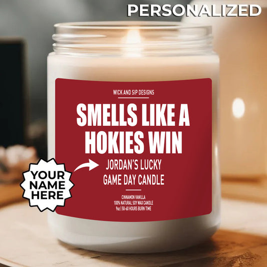 Personalized Smells Like A Virginia Tech Hokies Win Candle, Custom Virginia Tech Hokies Candle, Lucky Candle