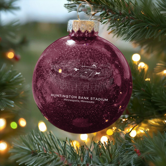 Personalized Huntington Bank Stadium- Minnesota Golden Gophers football Christmas Glitter Ornament Ball, Xmas Football Stadium Ball