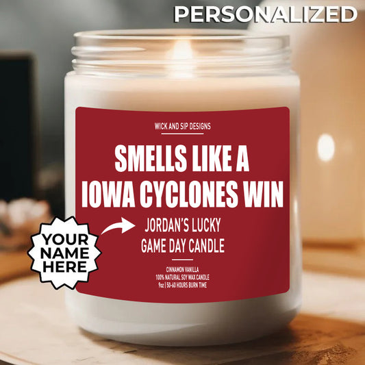 Personalized Smells Like A Iowa State Cyclones Win Candle, Custom Iowa State Cyclones Candle, Lucky Candle