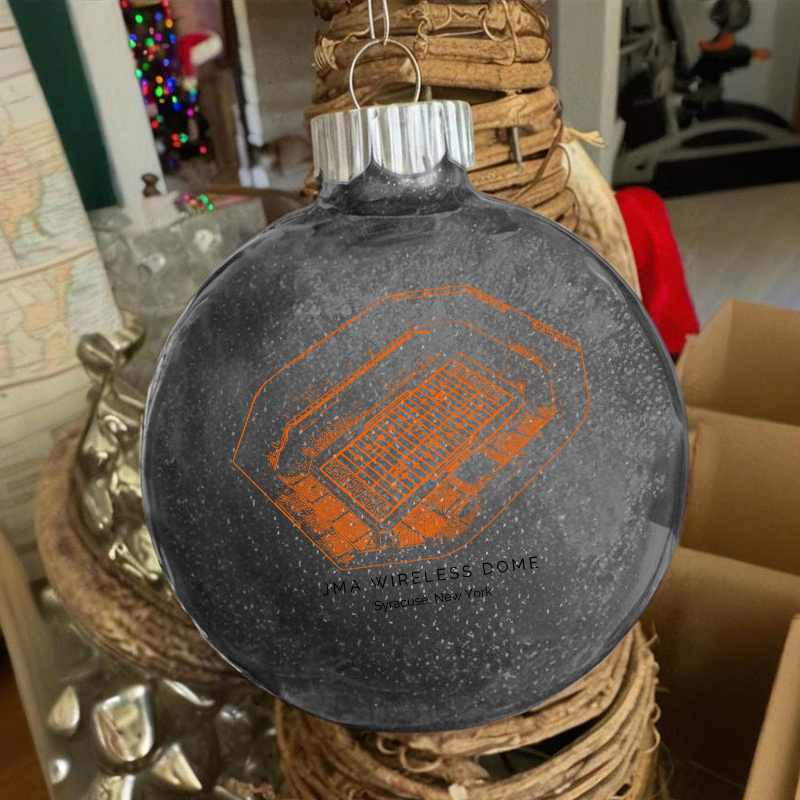 Personalized JMA Wireless Dome - Syracuse Orange football Christmas Glitter Ornament Ball, Xmas Football Stadium Ball