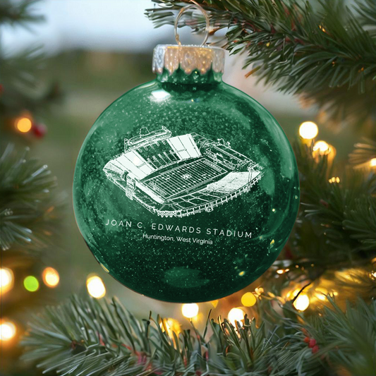 Personalized Joan C. Edwards Stadium - Marshall Thundering Herd football Christmas Glitter Ornament Ball, Xmas Football Stadium Ball