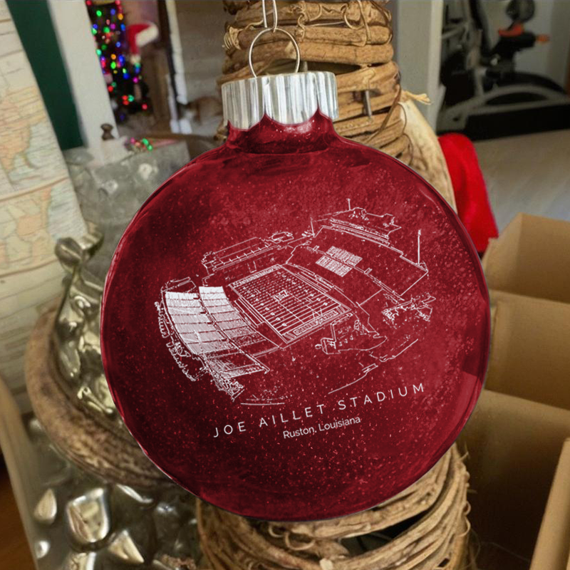 Personalized Joe Aillet Stadium - Louisiana Tech Bulldogs football Christmas Glitter Ornament Ball, Xmas Football Stadium Ball