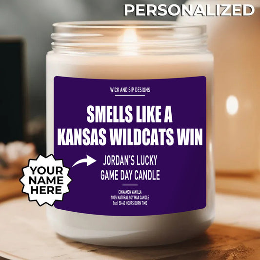 Personalized Smells Like A Kansas State Wildcats Win Candle, Custom Kansas State Wildcats Candle, Lucky Candle