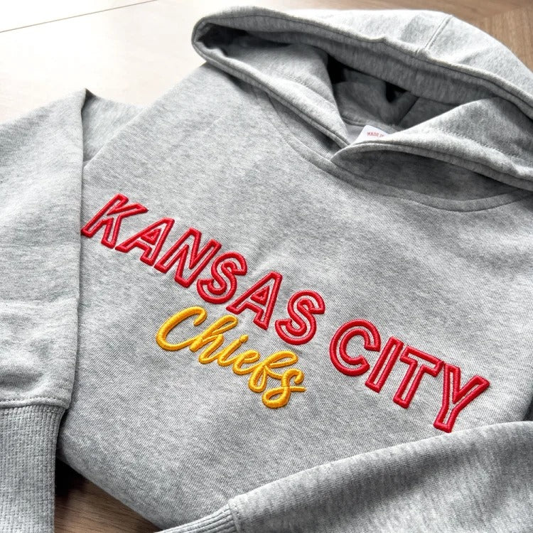 Custom Kansas City Chiefs PUFF Embroidery Sweatshirt,College Team Sweatshirt