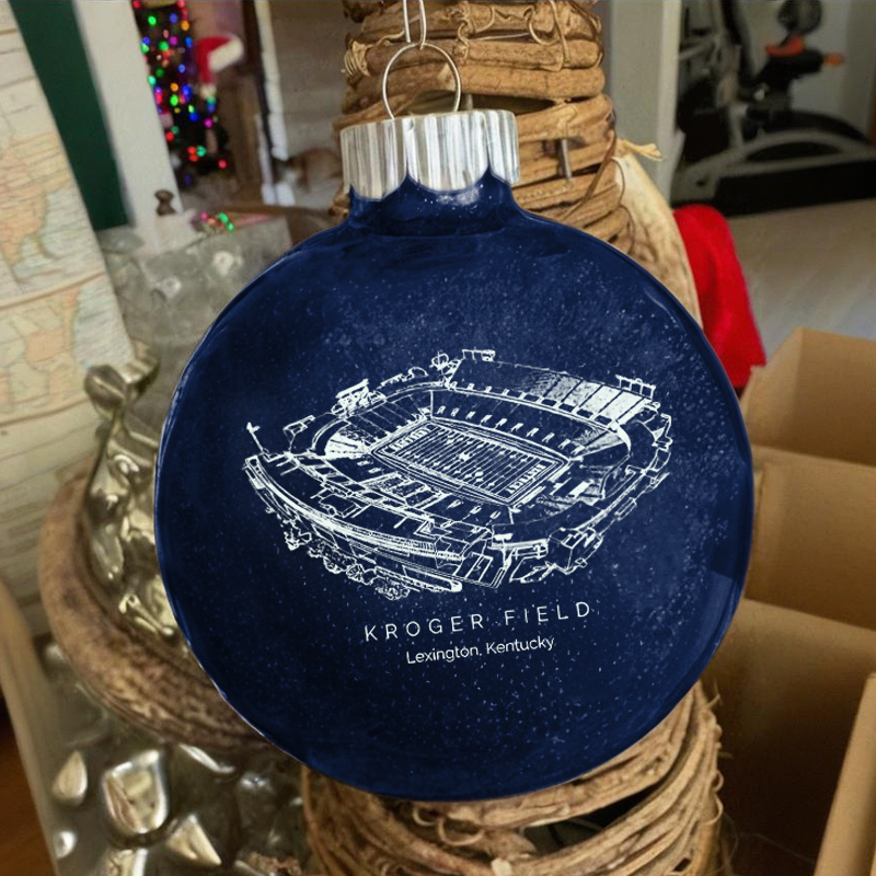 Personalized Kroger Field - Kentucky Wildcats football Christmas Glitter Ornament Ball, Xmas Football Stadi