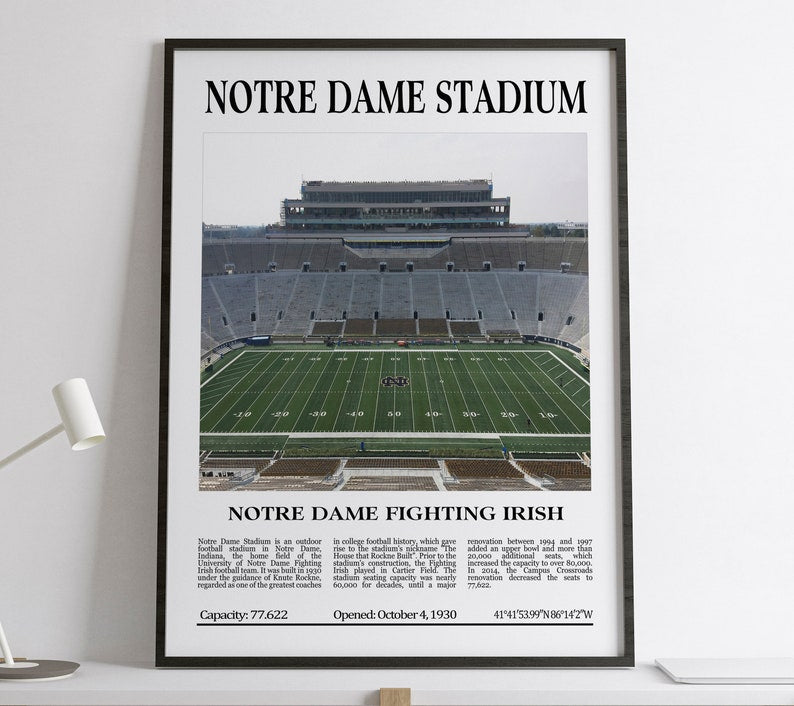 Notre Dame Stadium Digital Printable Frame/Poster