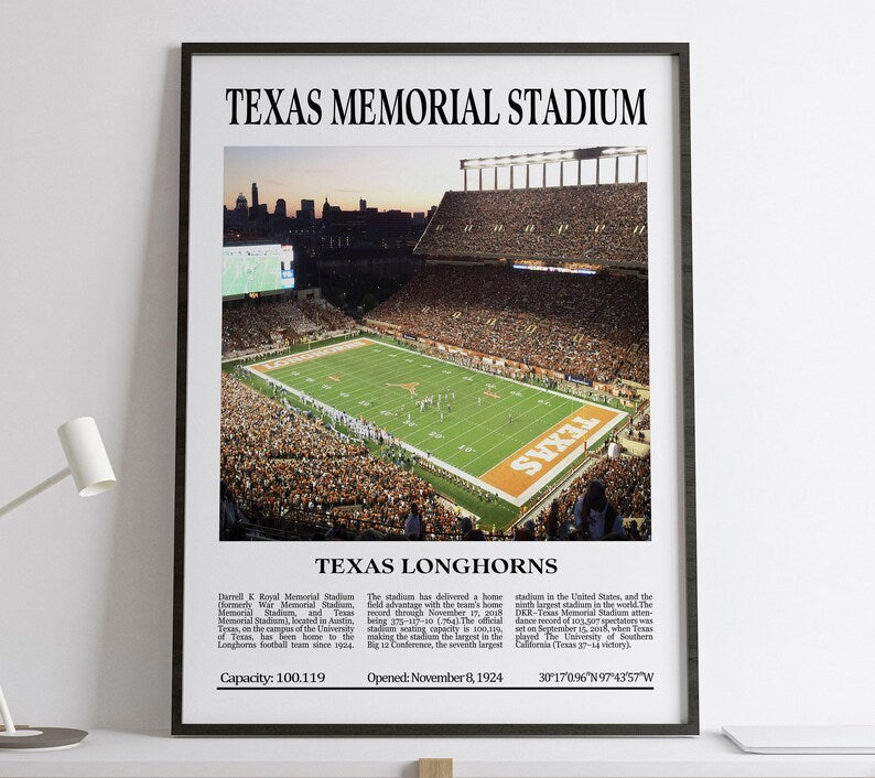 Texas Memorial Stadium Digital Printable Frame/Poster