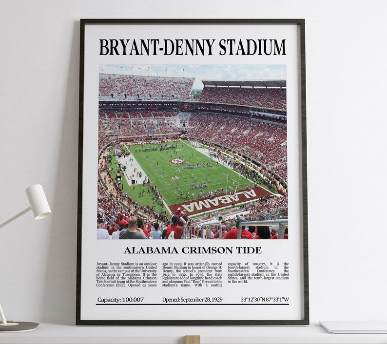 Bryant-Denny Stadium Digital Printable Frame/Poster