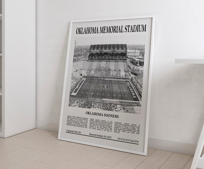 Oklahoma Memorial Stadium Digital Printable Frame/Poster