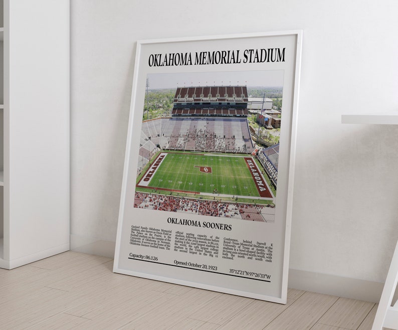 Oklahoma Memorial Stadium Digital Printable Frame/Poster