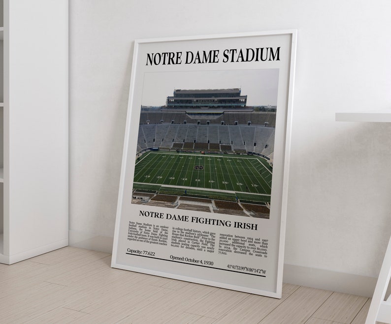 Notre Dame Stadium Digital Printable Frame/Poster