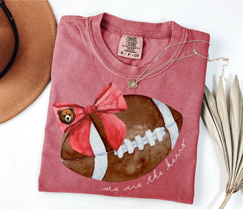 Cute Football Mom Bow Shirt, Coquette Bows School Spirit Tshirt