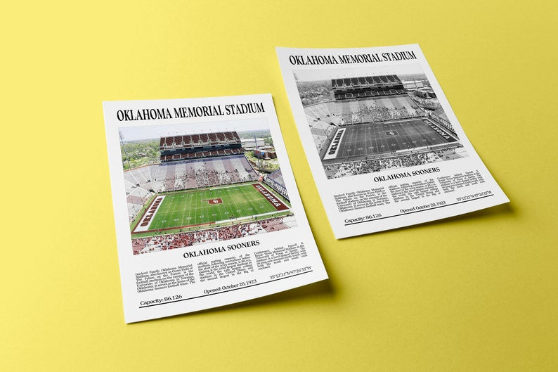 Oklahoma Memorial Stadium Digital Printable Frame/Poster