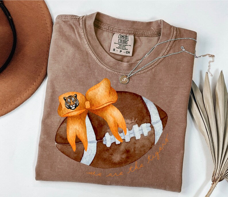 Cute Football Mom Bow Shirt, Coquette Bows School Spirit Tshirt