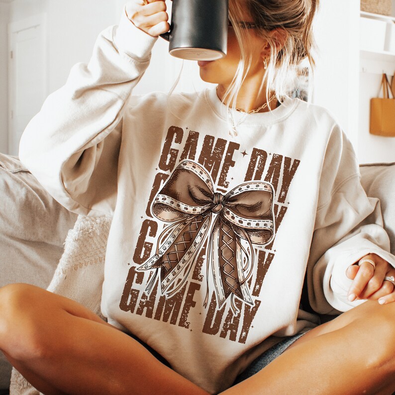 Game Day Football Bow Shirt, Fall Coquette Bow Football Shirt