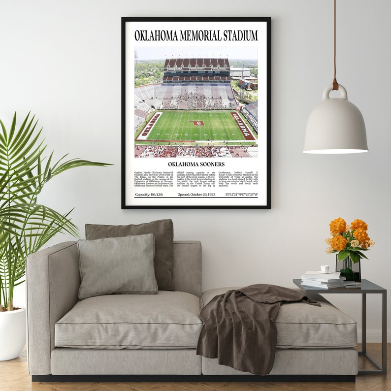 Oklahoma Memorial Stadium Digital Printable Frame/Poster