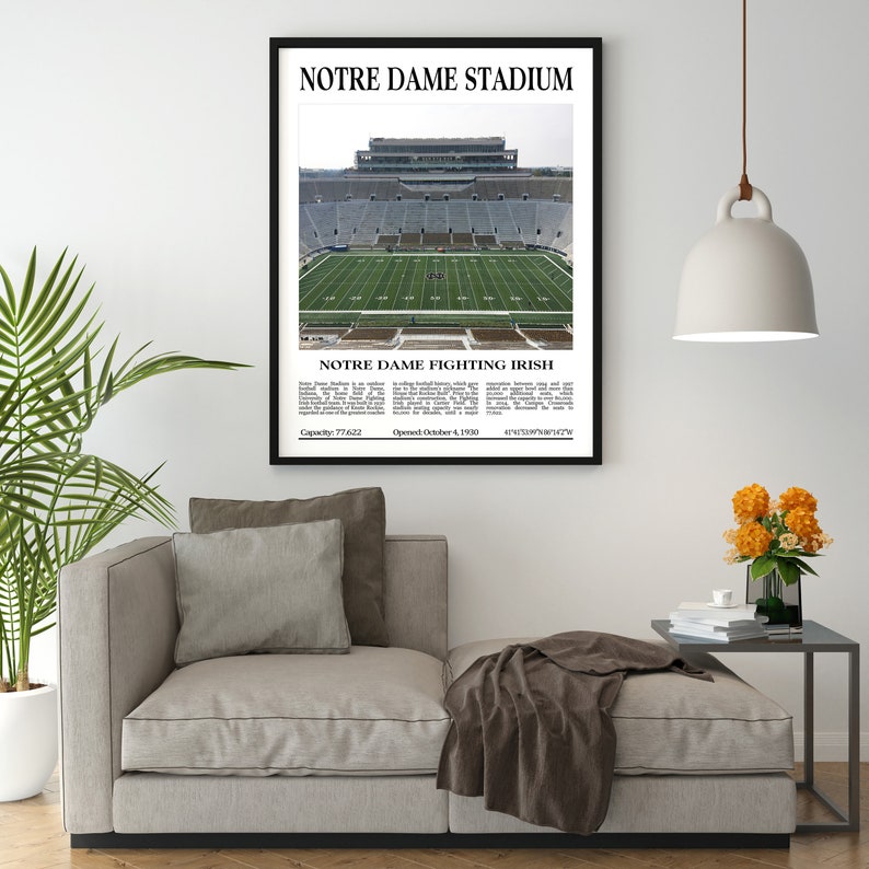 Notre Dame Stadium Digital Printable Frame/Poster