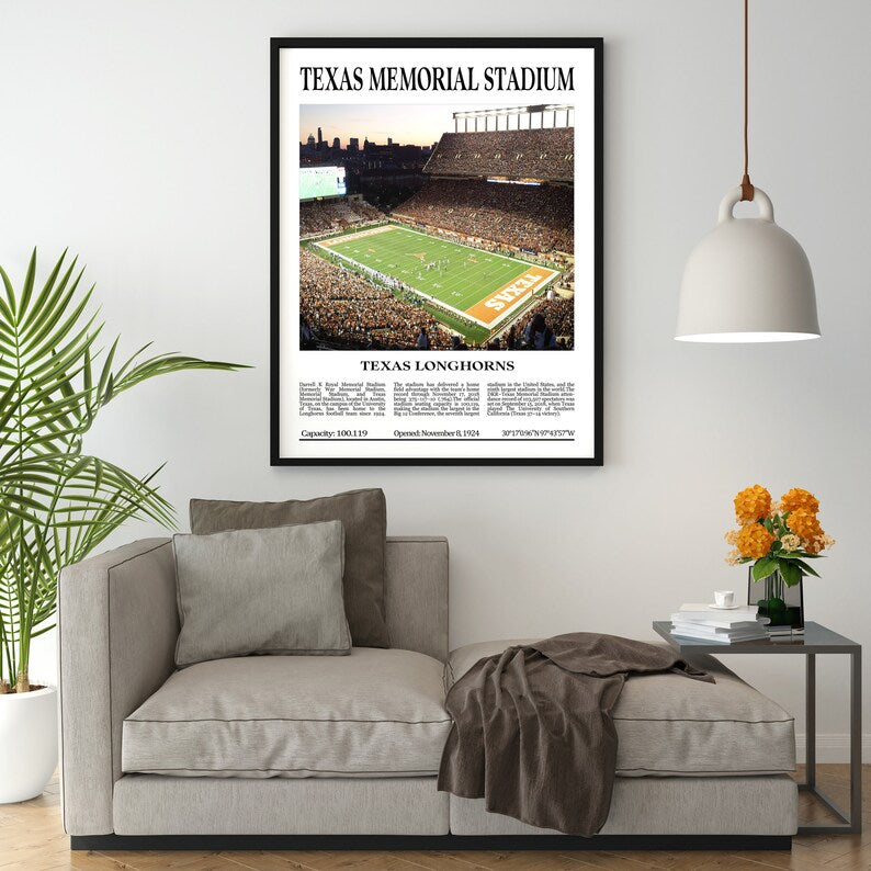 Texas Memorial Stadium Digital Printable Frame/Poster