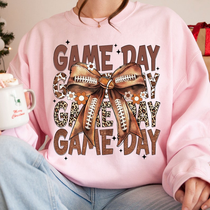 Coquette Football Bow Sweatshirt/Hoodie/T-shirt, Gift For Sports Lover