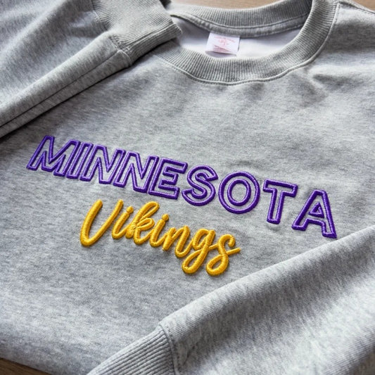 Custom Minnesota Vikings PUFF Embroidery Sweatshirt,College Team Sweatshirt