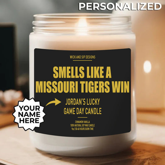 Personalized Smells Like A Missouri Tigers Win Candle, Custom Missouri Tigers Candle, Lucky Candle