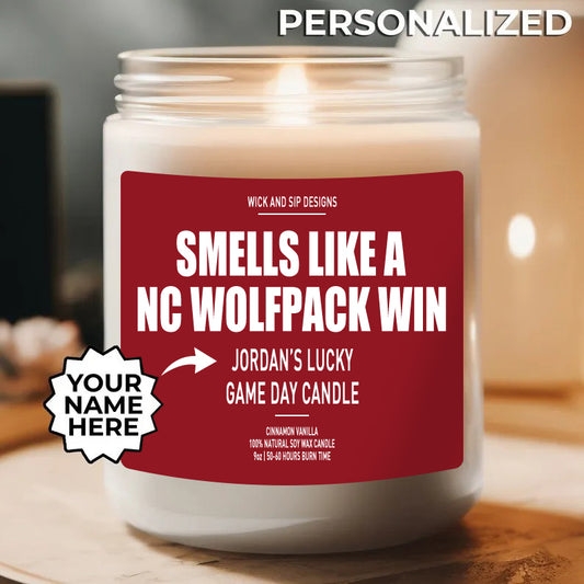 Personalized Smells Like A NC Wolfpack Win Candle, Custom NC Wolfpack Candle, Lucky Candle