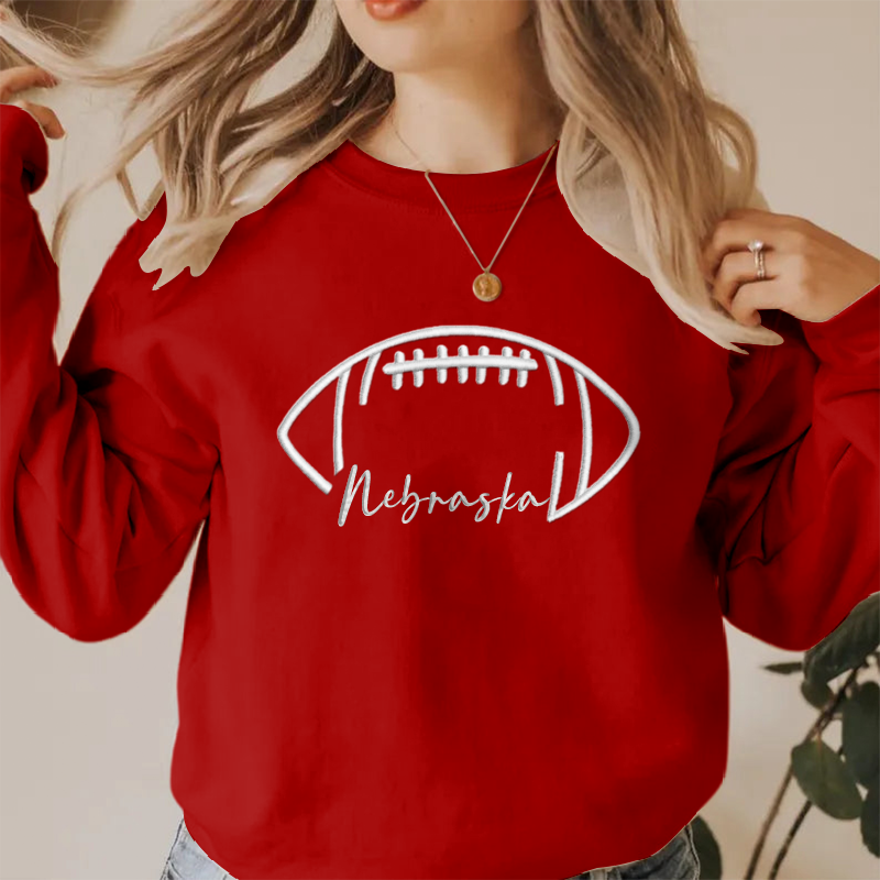 Embroidered Nebraska Go BIG RED Game Day Shirt, Tis The Season Shirt, Embroidered Fall Shirt, Touchdown Football Shirt Sweatshirt