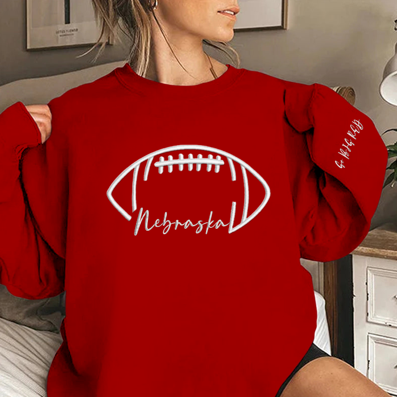 Embroidered Nebraska Go BIG RED Game Day Shirt, Tis The Season Shirt, Embroidered Fall Shirt, Touchdown Football Shirt Sweatshirt