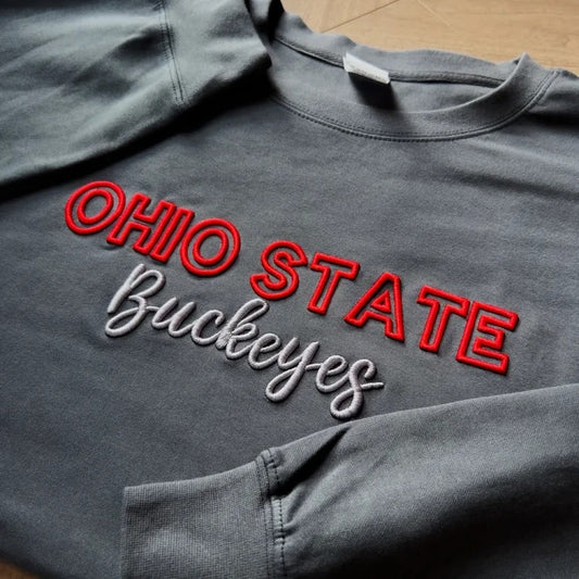 Custom Ohio State Buckeyes PUFF Embroidery Sweatshirt,College Team Sweatshirt