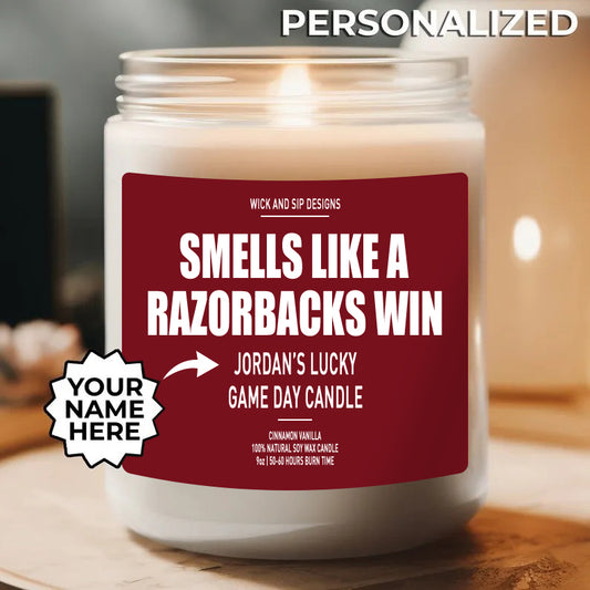 Personalized Smells Like A Arkansas Razorbacks Win Candle, Custom Arkansas Razorbacks Candle, Lucky Candle