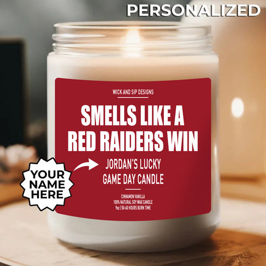 Personalized Smells Like A Texas Tech Red Raiders Win Candle, Custom Texas Tech Red Raiders Candle, Lucky Candle