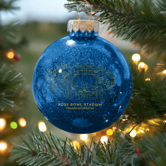 Personalized Rose Bowl (stadium)-UCLA Bruins football Christmas Glitter Ornament Ball, Xmas Football Stadium Ball