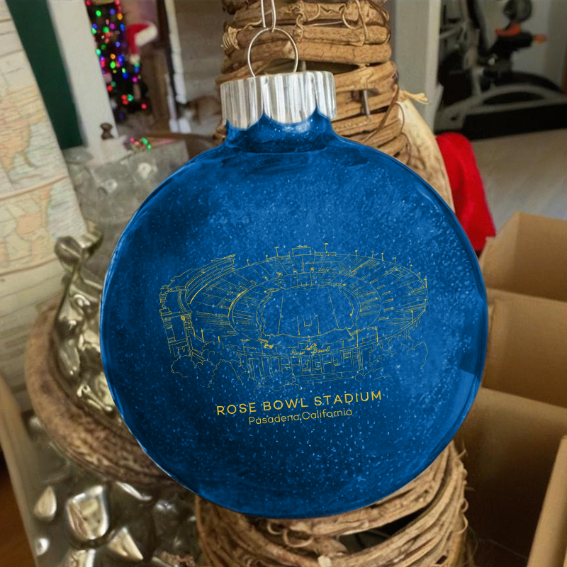 Personalized Rose Bowl (stadium)-UCLA Bruins football Christmas Glitter Ornament Ball, Xmas Football Stadium Ball