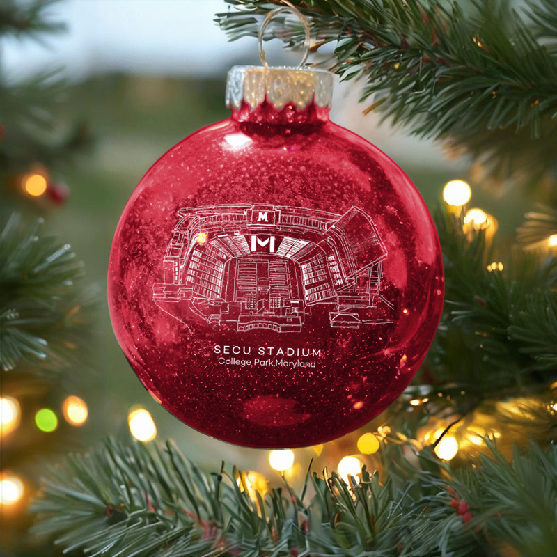 Personalized SECU Stadium-Maryland Terrapins football Christmas Glitter Ornament Ball, Xmas Football Stadium Ball