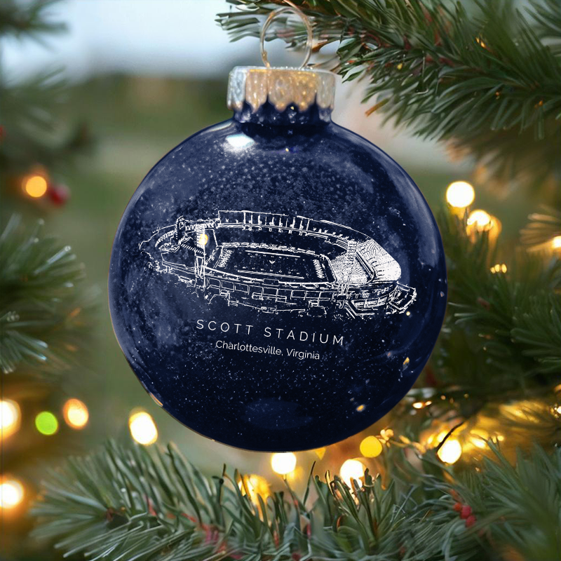 Personalized Scott Stadium - Virginia Cavaliers football Christmas Glitter Ornament Ball, Xmas Football Stadium Ball