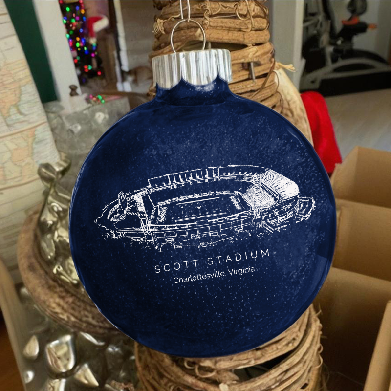 Personalized Scott Stadium - Virginia Cavaliers football Christmas Glitter Ornament Ball, Xmas Football Stadium Ball