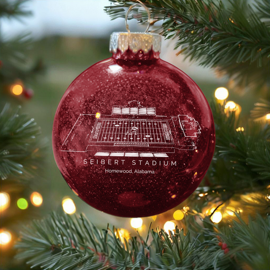 Personalized Seibert Stadium - Samford Bulldogs football Christmas Glitter Ornament Ball, Xmas Football Stadium Ball