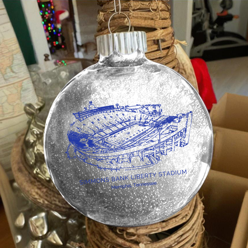 Personalized Simmons Bank Liberty Stadium- Memphis Tigers football Christmas Glitter Ornament Ball, Xmas Football Stadium Ball